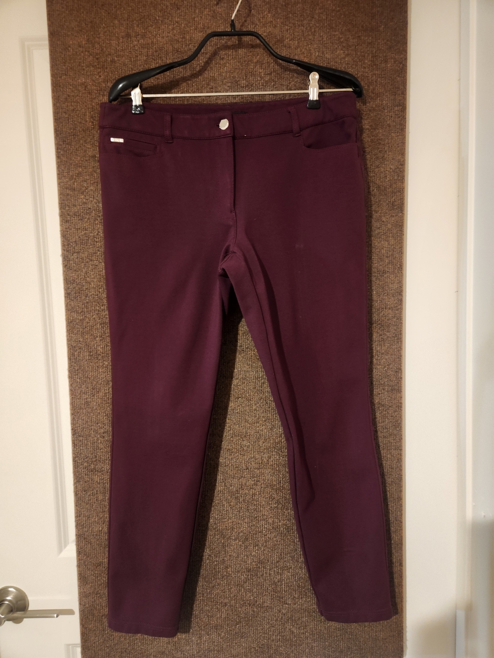 White House Black Market Plum Stretch Straight Chinos